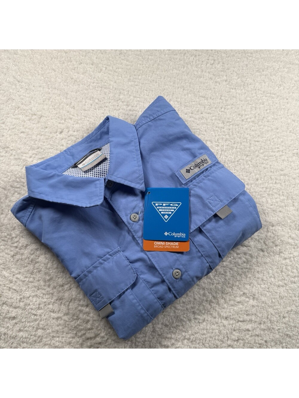 Columbia PFG Bahama Youth XL Blue Long Sleeve Fishing Shirt Omni-Shade NWT